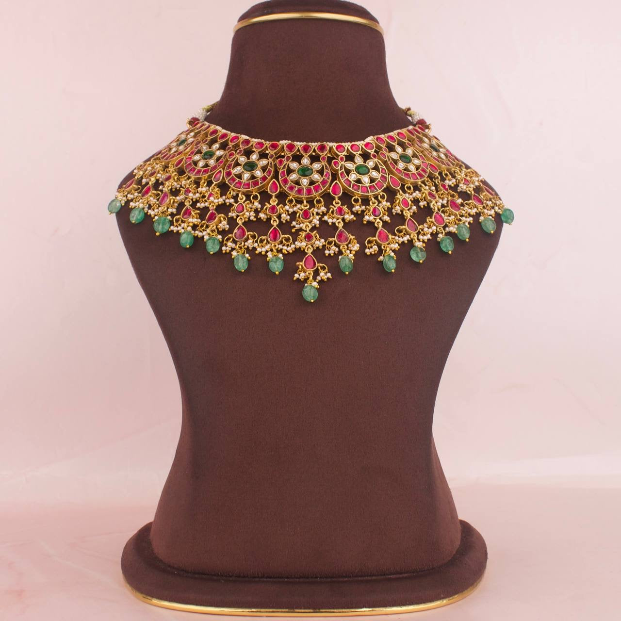 Classic Floral Chand Design Jadau Kundan Choker With Matching Earrings