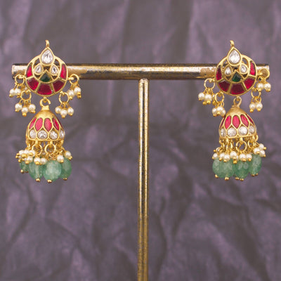 Chand Studded Jadau Kundan Jhumki Earrings