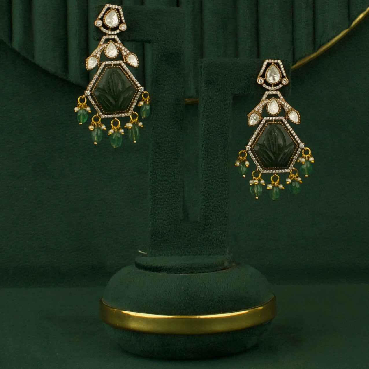 Grand Impressive Design Fusion Kundan & Polki Victorian Beads Necklace Set