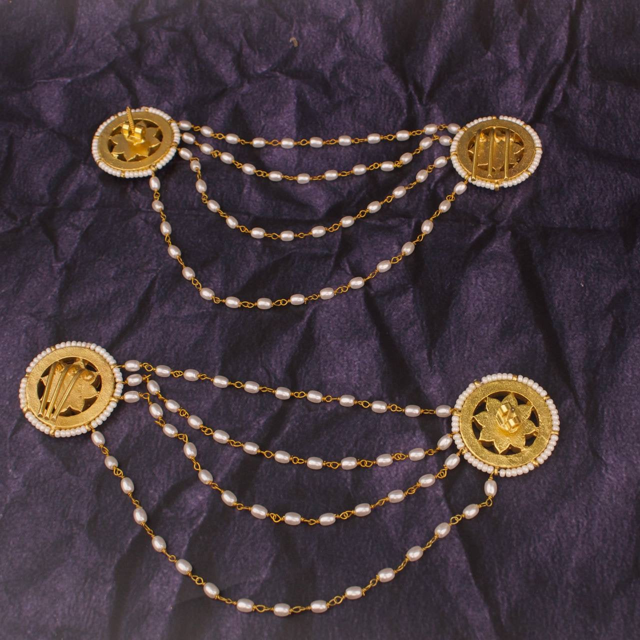 Unique Jadau Kundan Earrings,Champasaralu & Hairpin Set