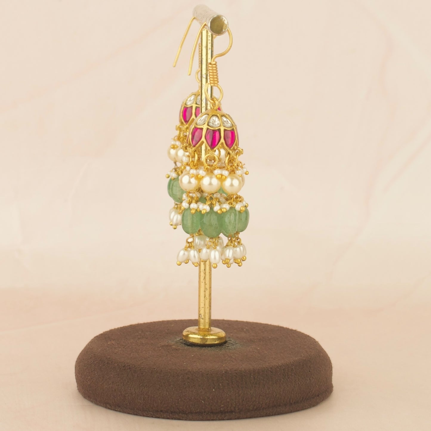 Regal Jadau Kundan Hook Style Jhumki Earrings