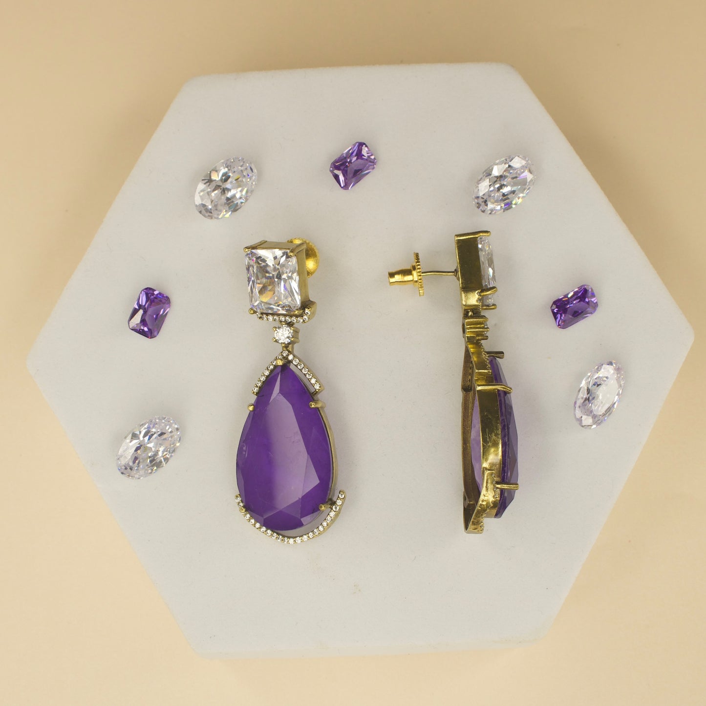 Fancy yet classic stone hanging earrings