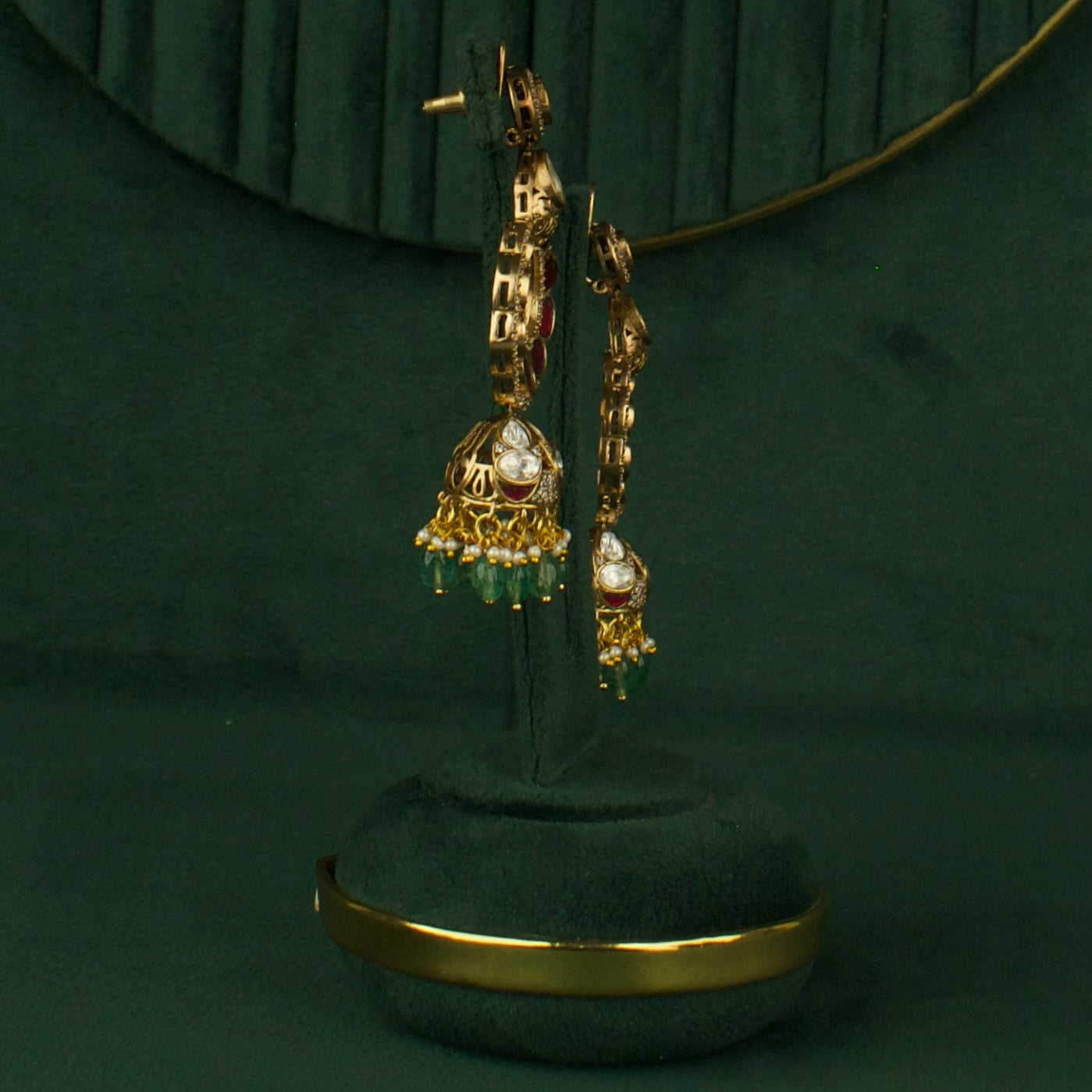 Deluxe Fusion Kundan & Polki Victorian ChandBali with Butta hanging