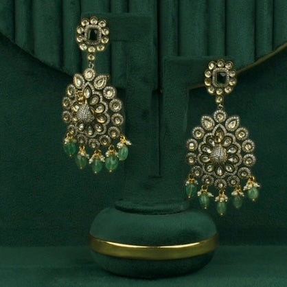 3D Popping Peacock Heavy Bridal Victorian AD Choker set - DULHAN JEWELS