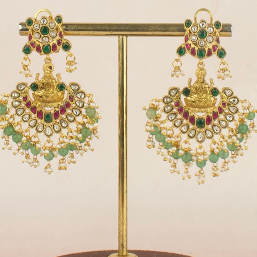 floral Lakshmi Design Jadau Kundan Chandbali