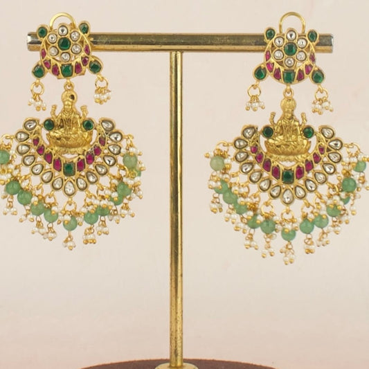 floral Lakshmi Design Jadau Kundan Chandbali