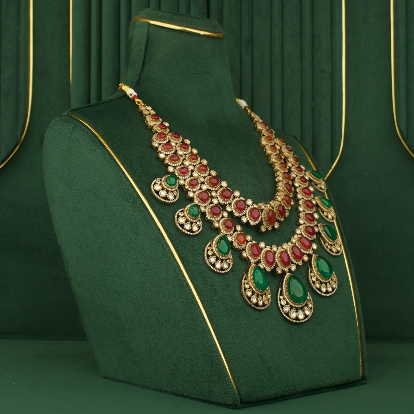 Exquisite Chandbali Design Fusion Kundan & Polki Victorian Long Necklace Set