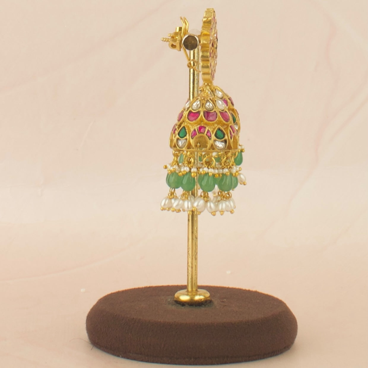 Unique Floral Design Studded Jadau Kundan Jhumki