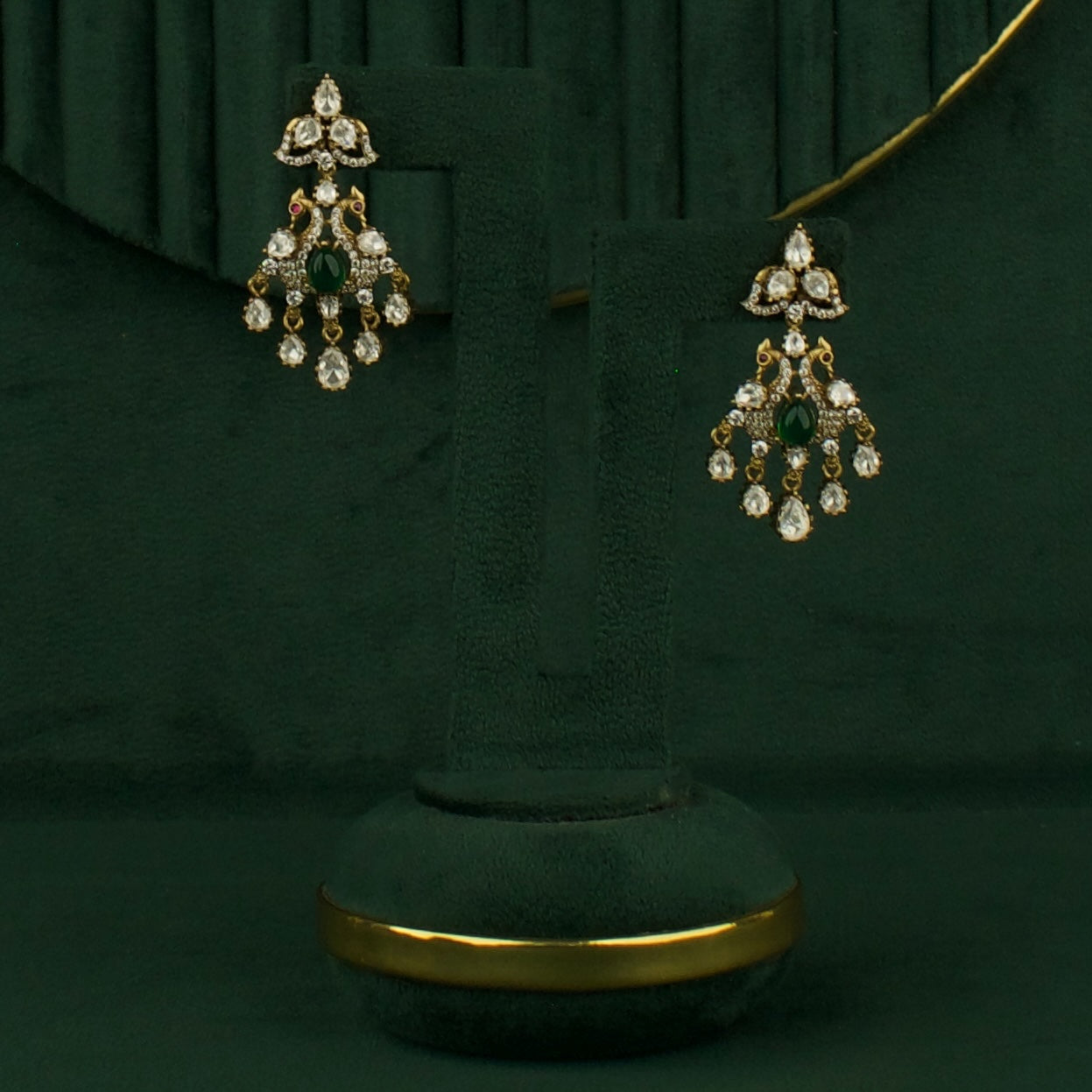 Dazzling Sleek Mango design Polki Victorian Necklace with Matching Earrings