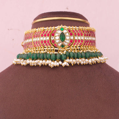 Bridal Jadau Kundan Choker With Ricepearl Hangings
