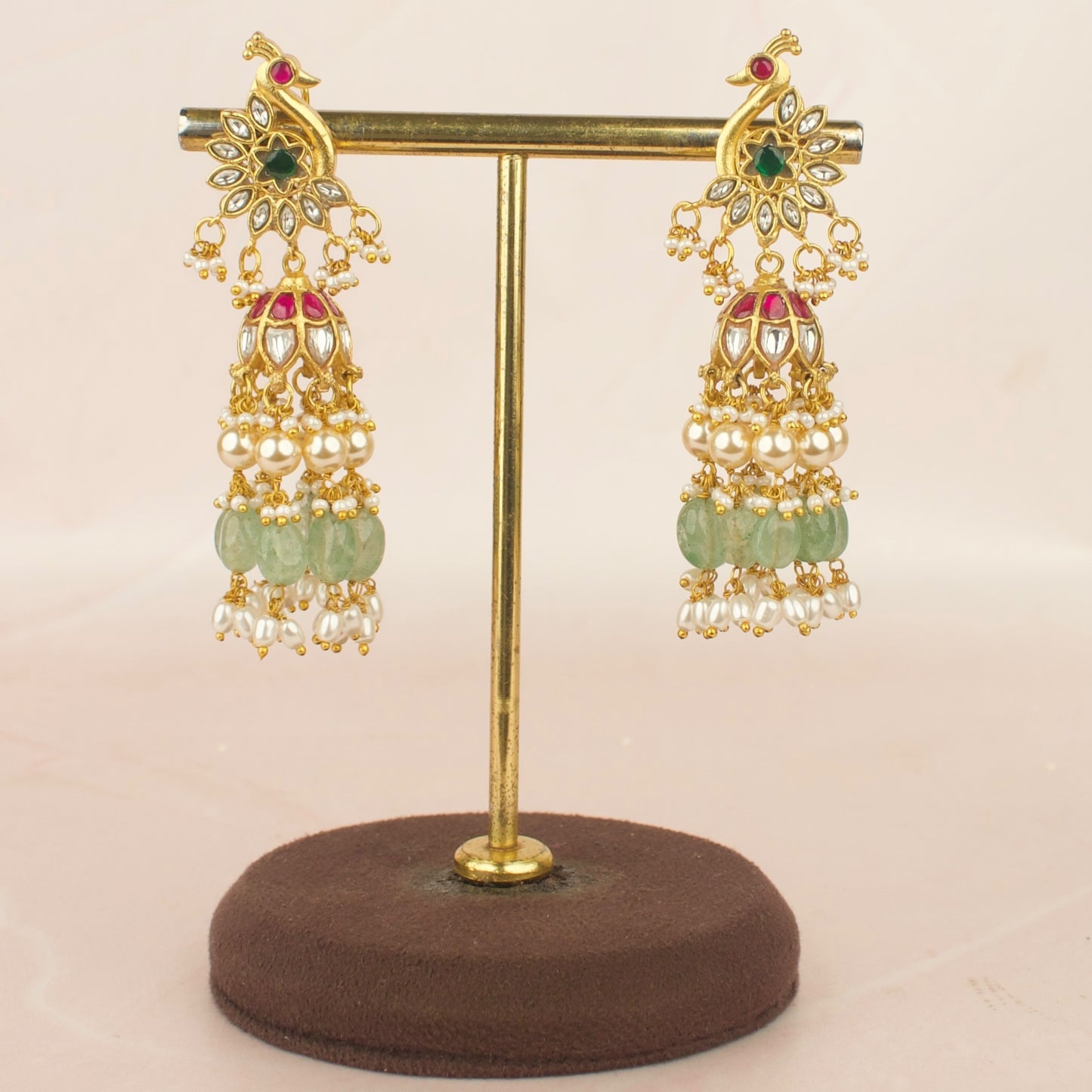 Exclusive Jadau Kundan Jhumka With Beautiful Pearl & Bead Hangings