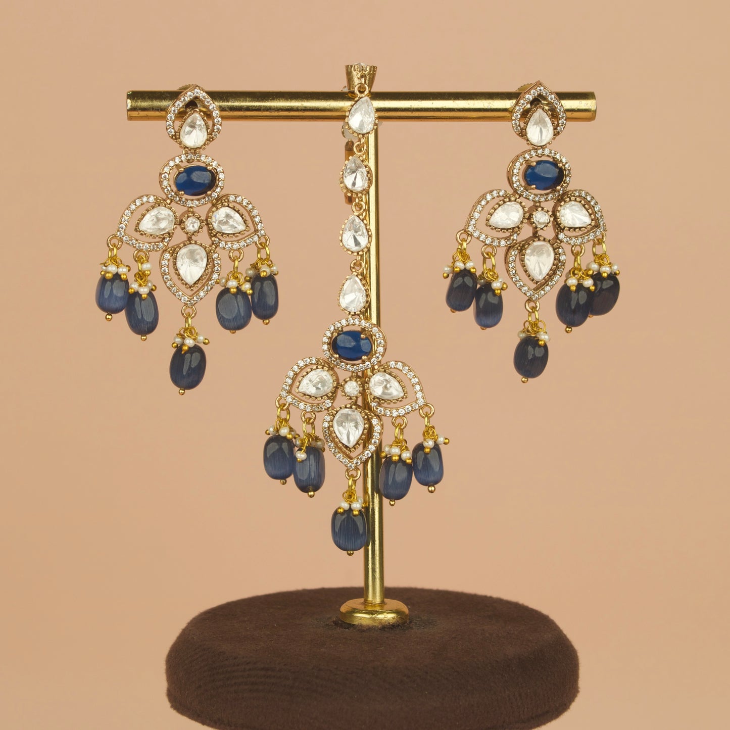 Royal Victorian Polki Choker Necklace Set with Maangtika