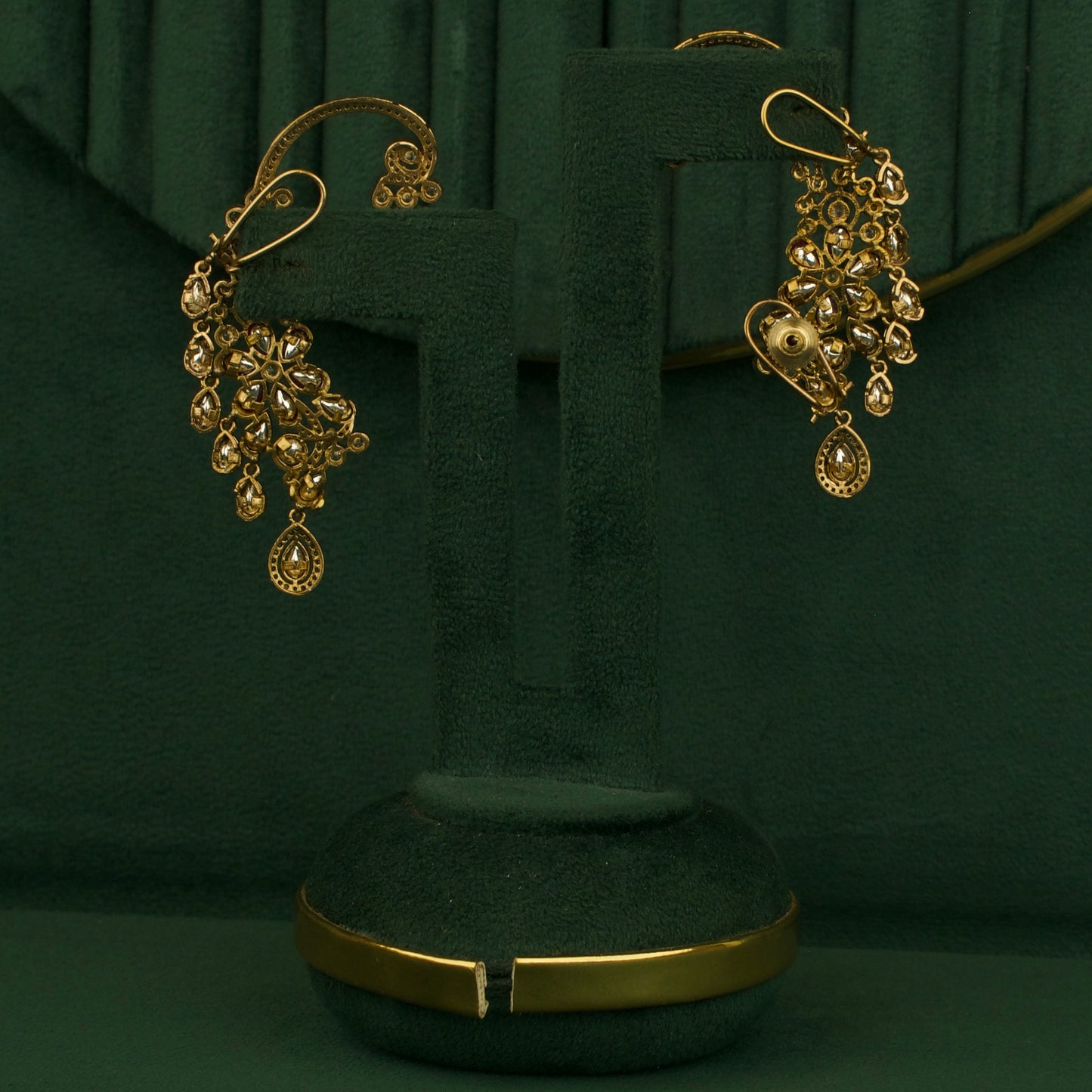 Refined Victorian Earcuff With peacock Floral Design