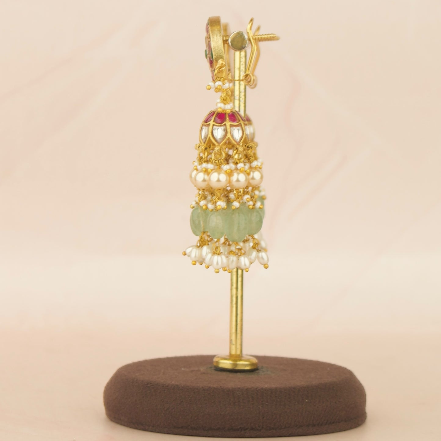 Floral Design Jadau Kundan Jhumki in Gold Style