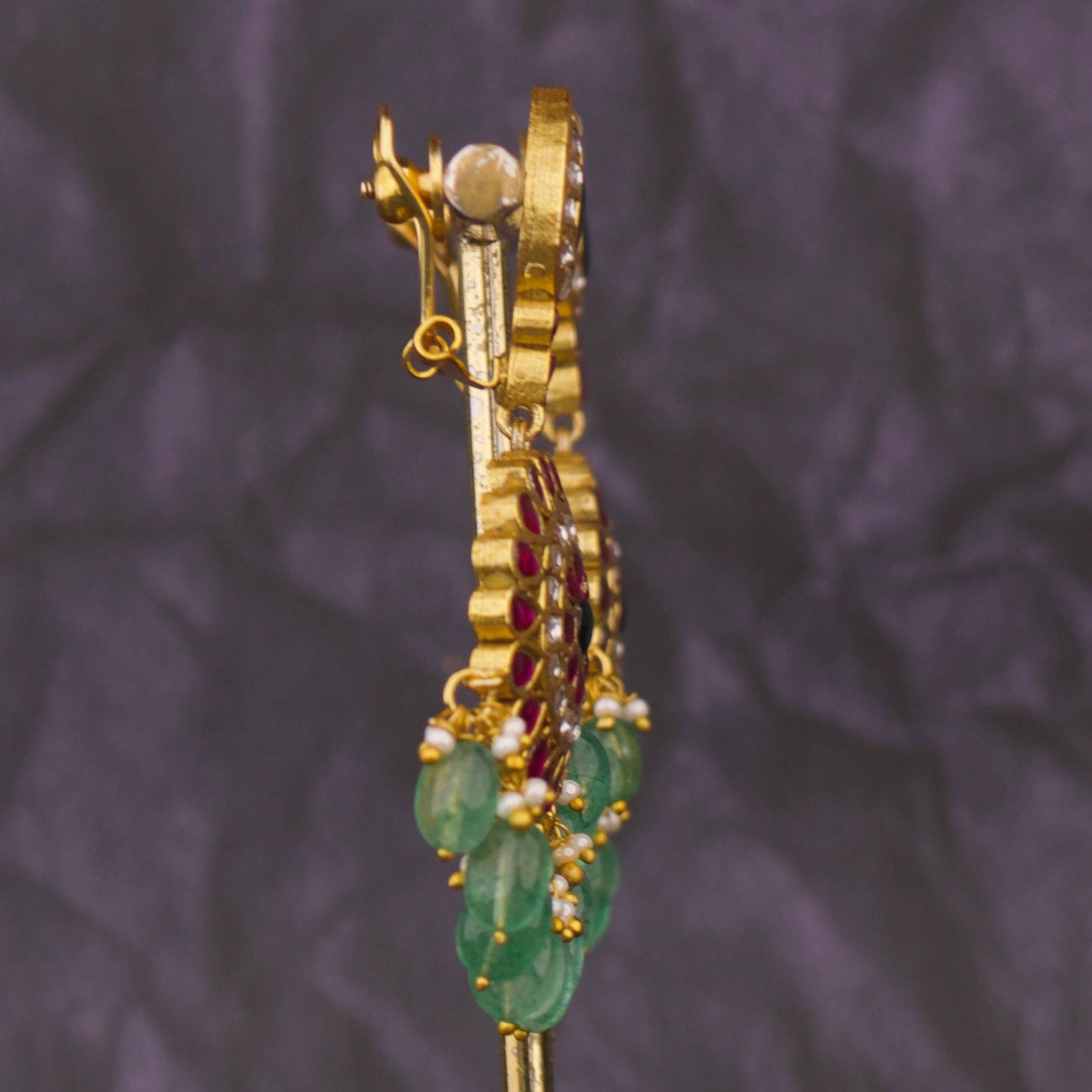 Bridal Jadau Kundan Hanging Floral Earrings