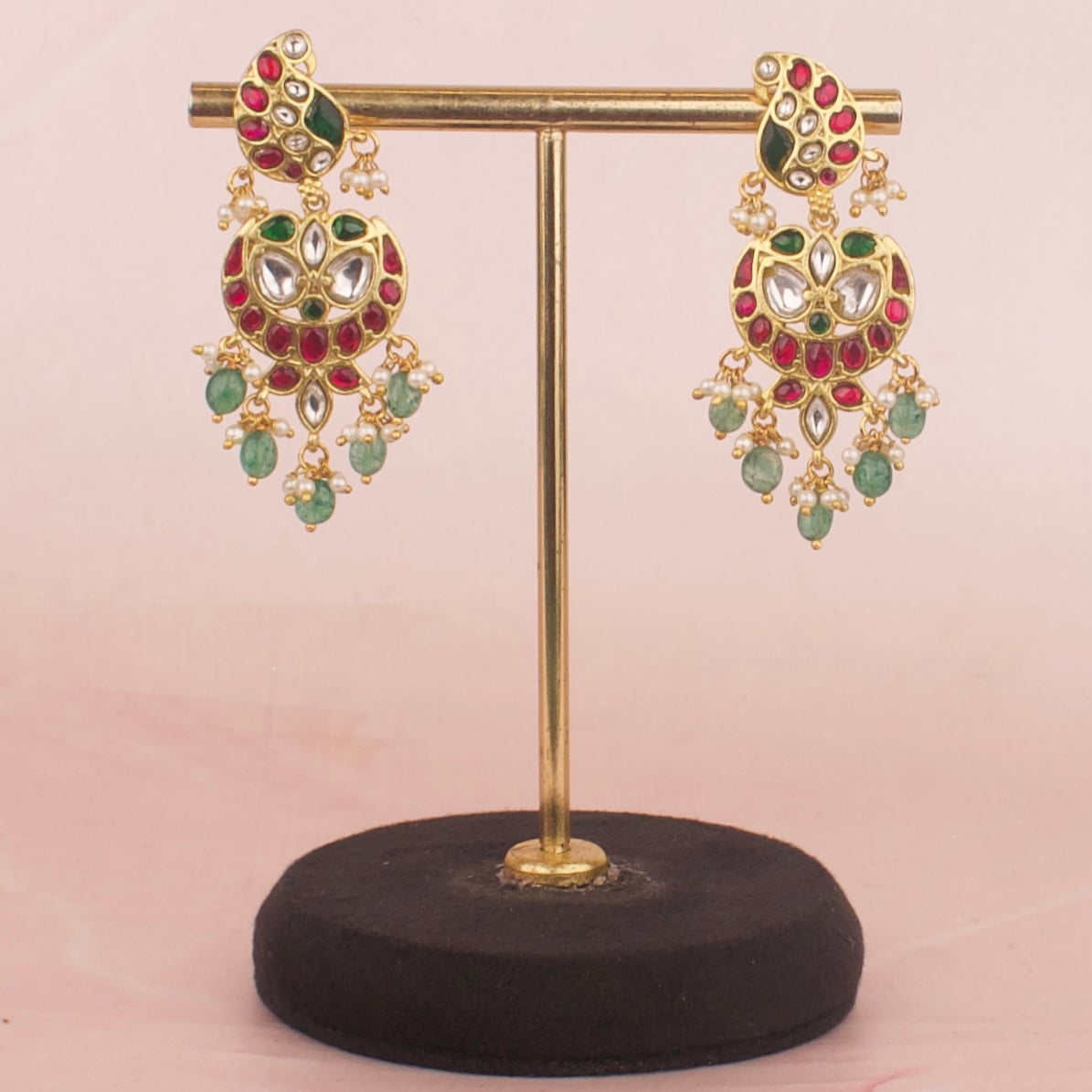 Gold Inspired Jadau Kundan Necklace Set With Earrings