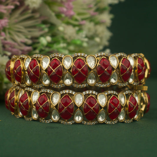 Elegant Design Fusion Kundan & Polki Victorian Bangles