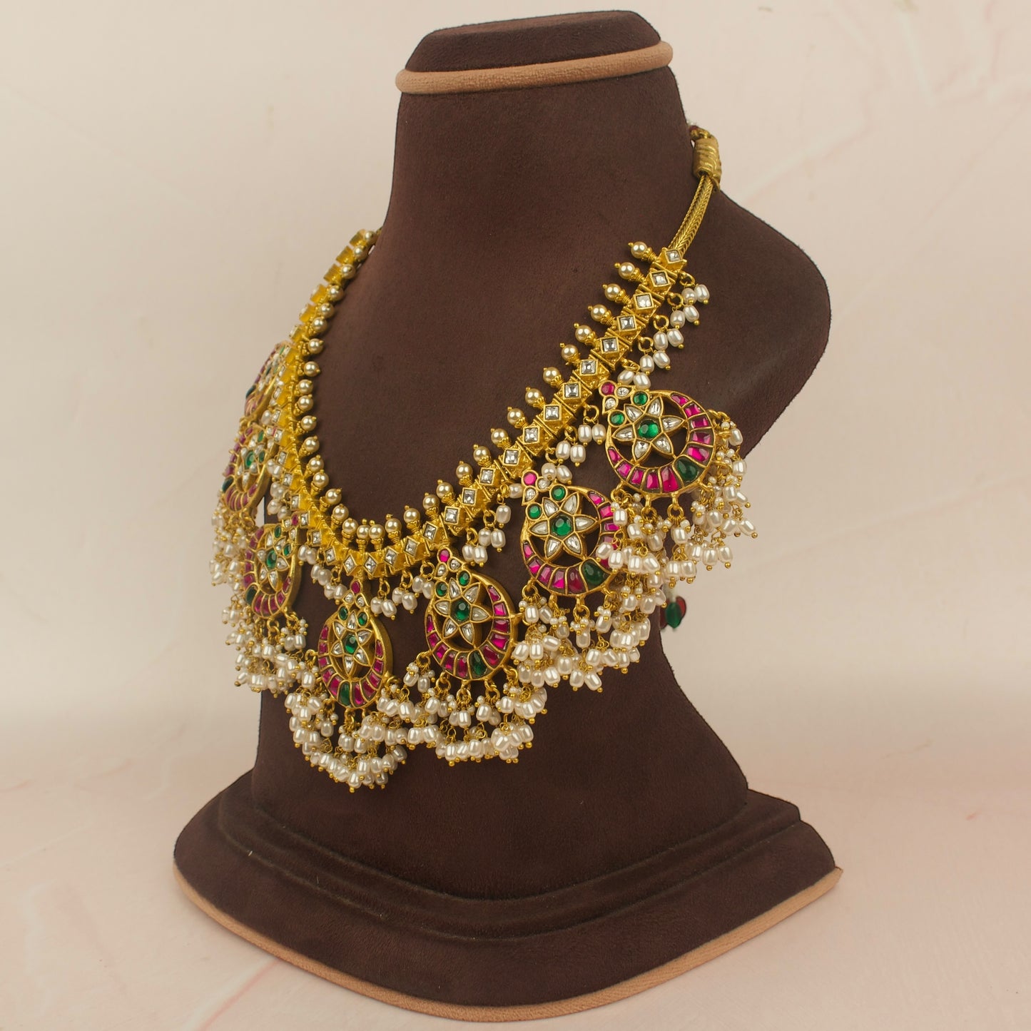 Exquisite Multicolored Jadau Kundan Guttapusalu Necklace