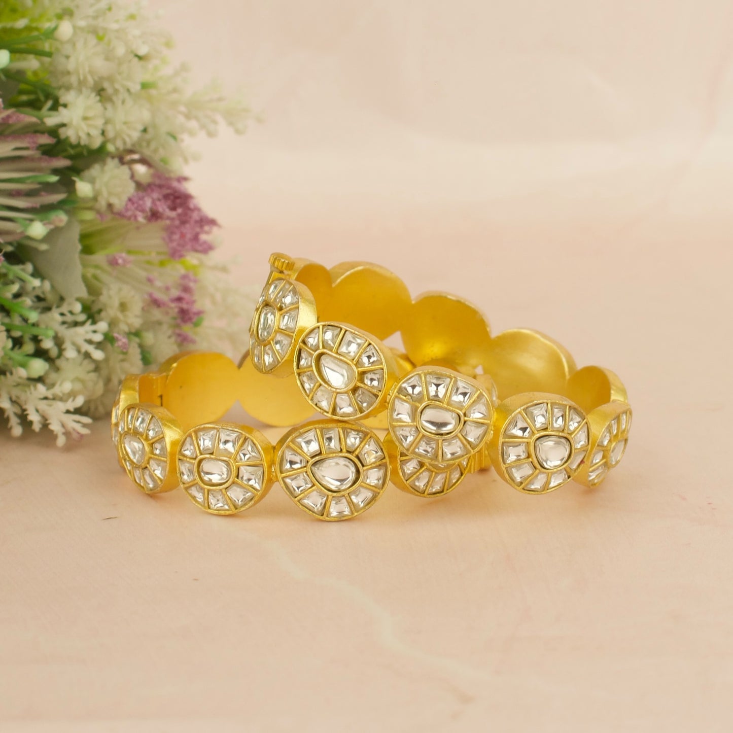 Majestic Jadau Kundan Mango Design Bangles