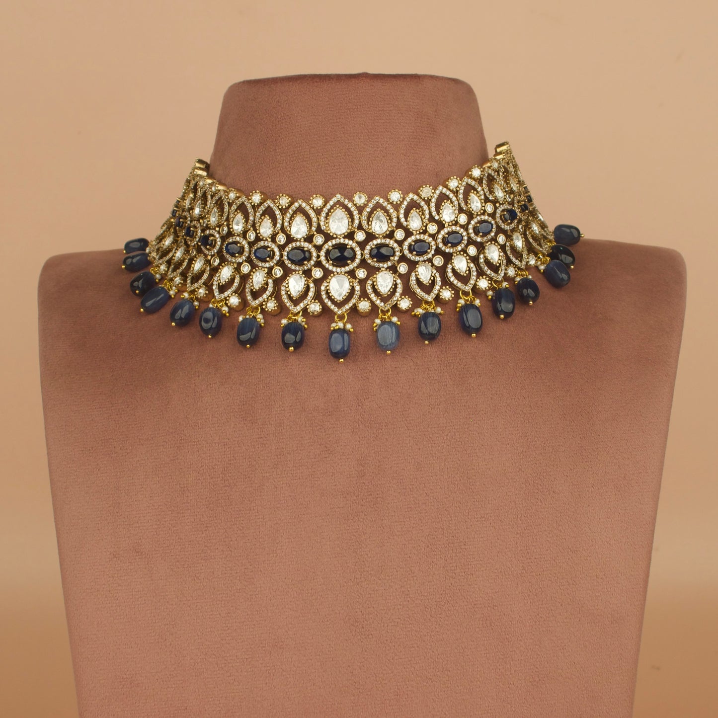 Royal Victorian Polki Choker Necklace Set with Maangtika