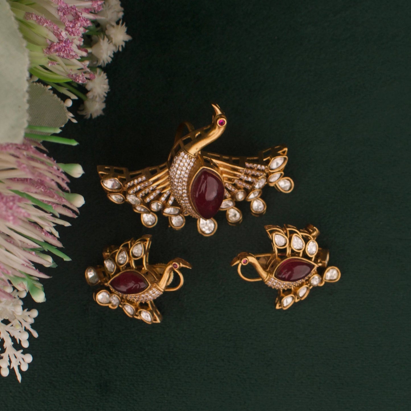 Royal Victorian Peacock Pendant And Earring Set