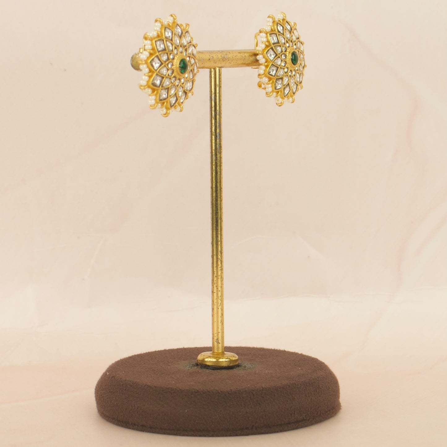 Gold Design Jadau Kundan Floral Studded Earrings