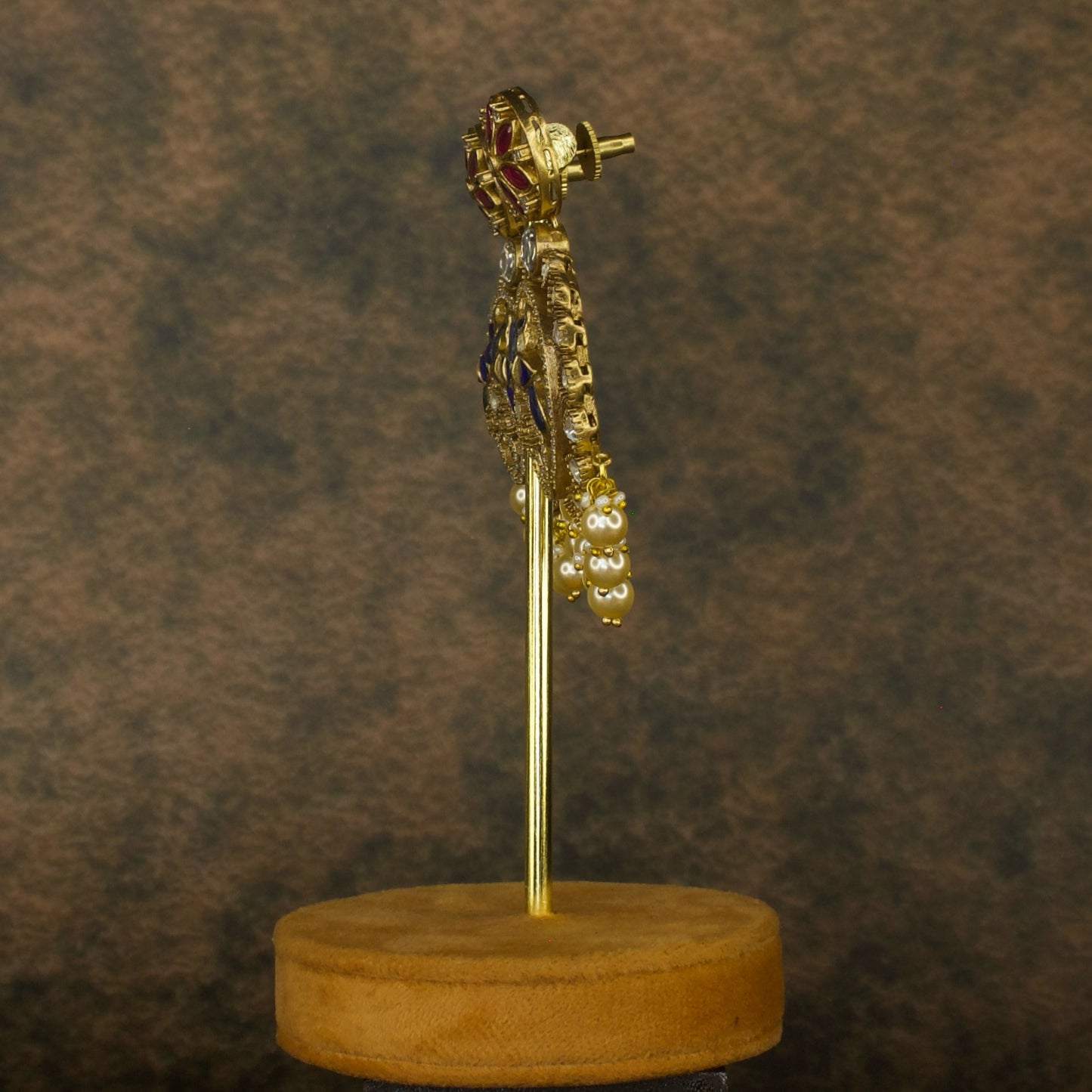 Floral Ring peacock design Victorian Chandbali Earrings