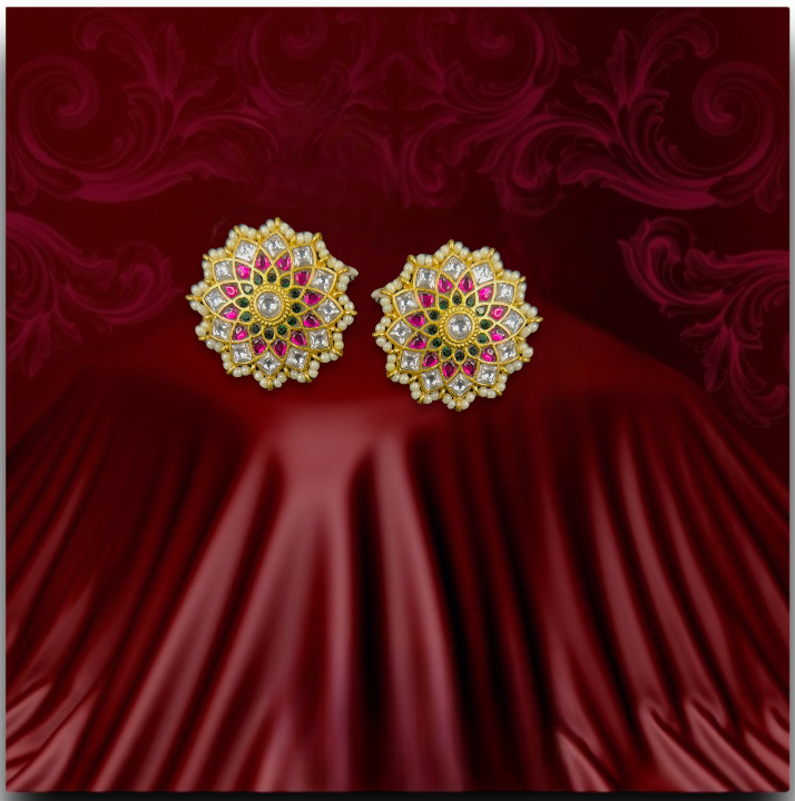 Jadau Kundan Studs (DJST34336) by DULHAN JEWELS