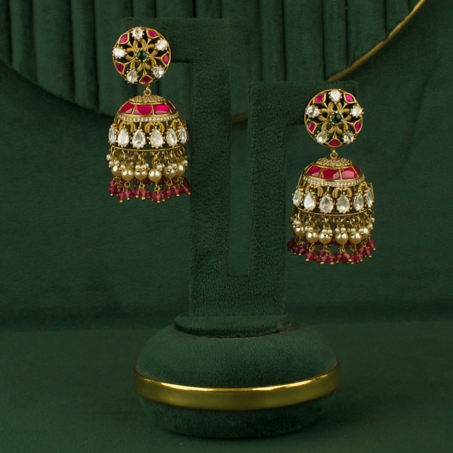 Graceful Design Fusion Kundan & Victorian Jhumki