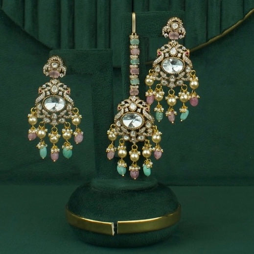 Dazzling Peacock Design Polki Mehandi Victorian Short Necklace