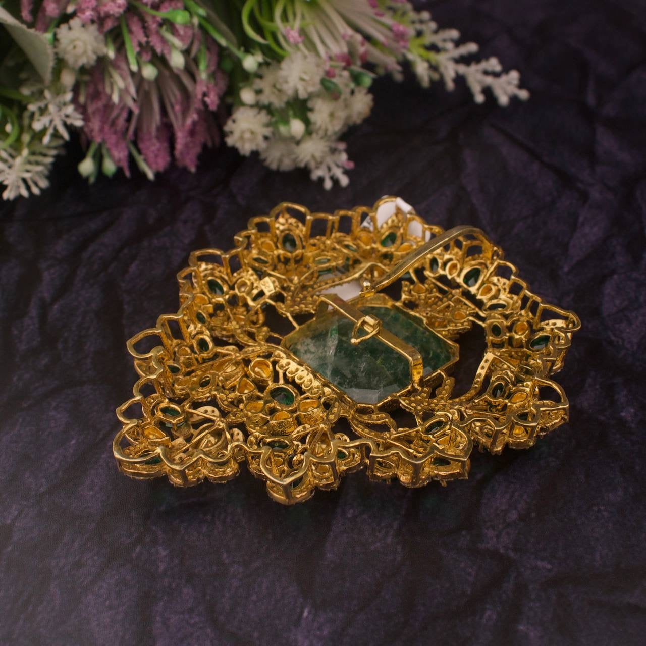 Big Sized Moissanite Polki Detachable Pendant