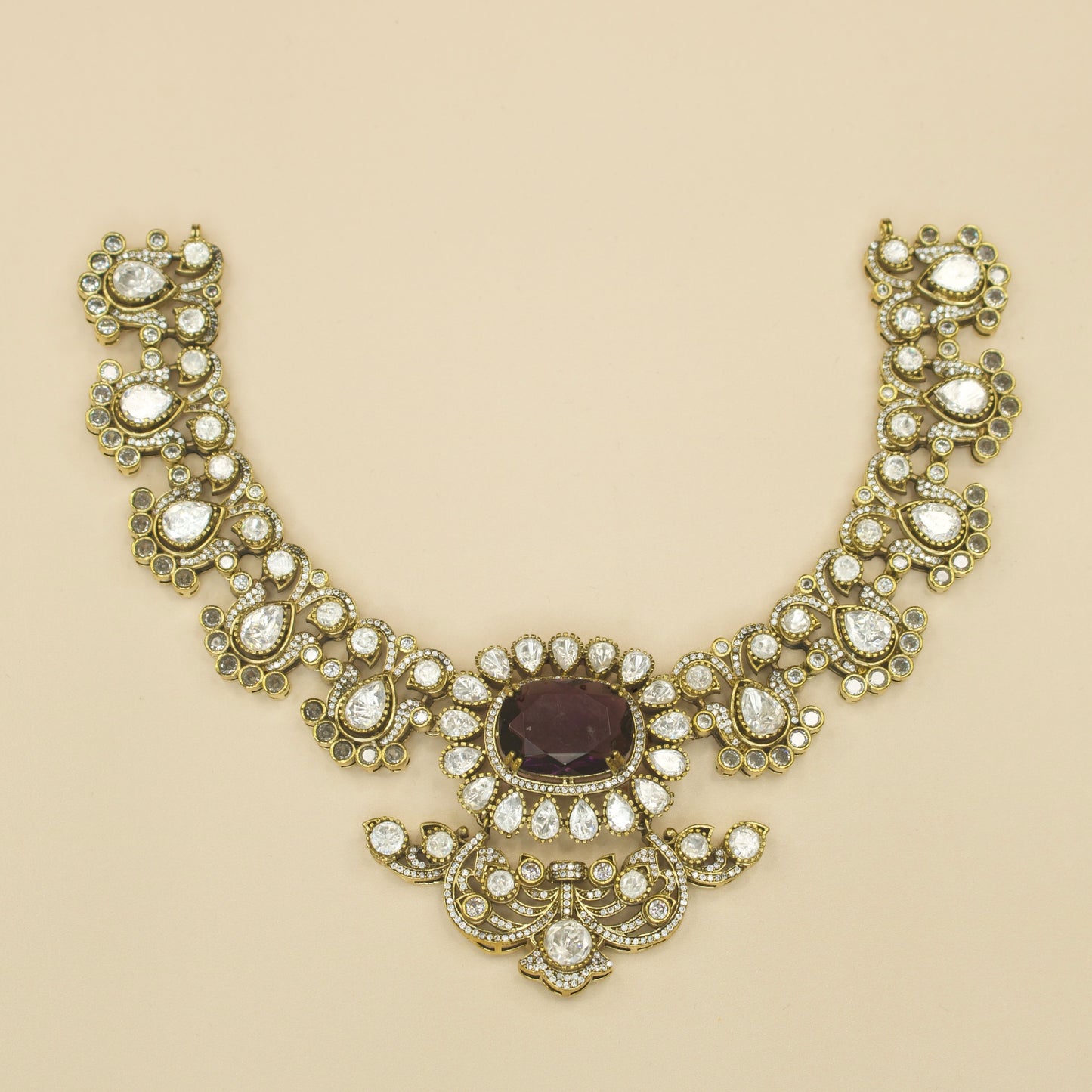 Elegant Short Victorian Moissanite Necklace Set