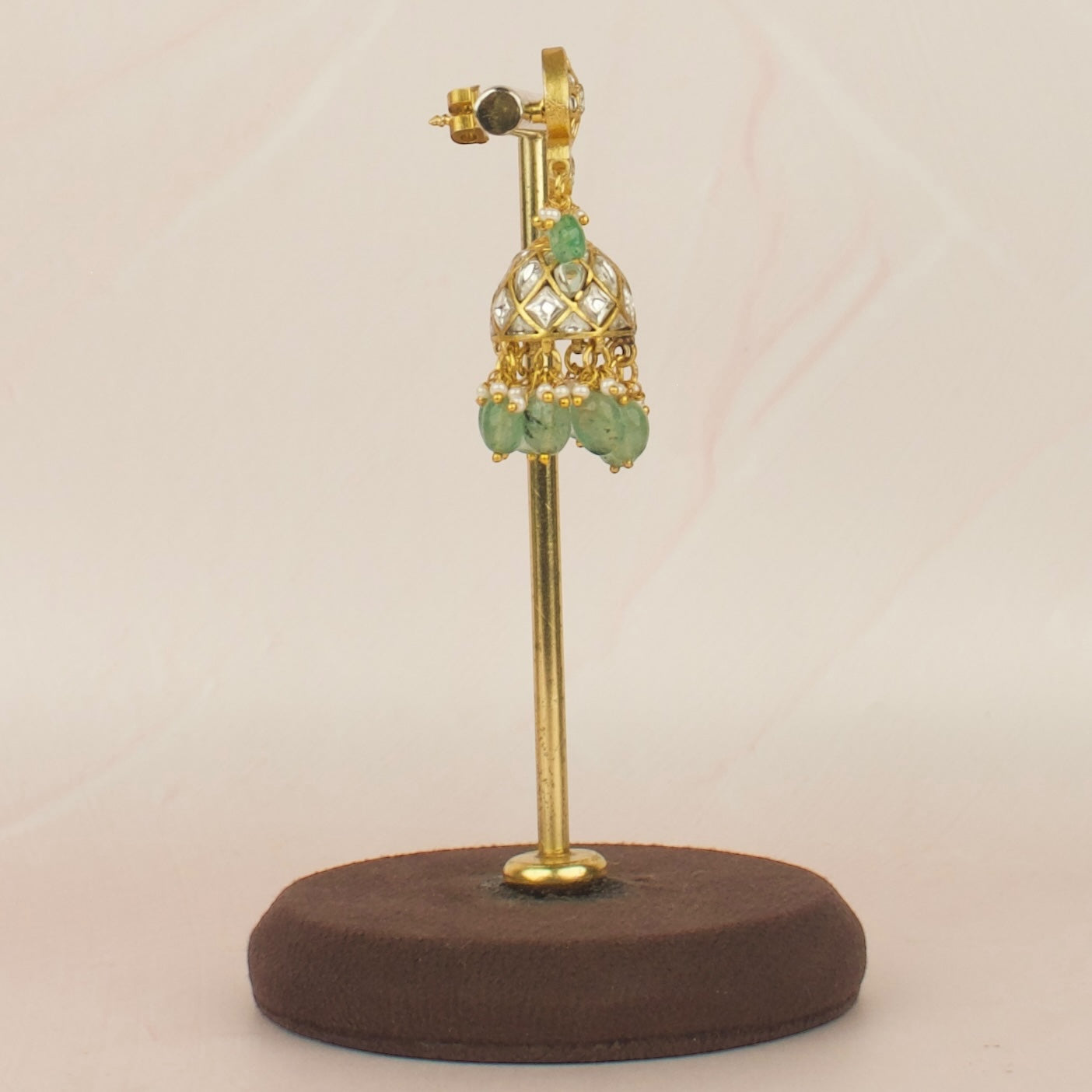 White Kundan Stone Jadau kundan Jhumka Earrings