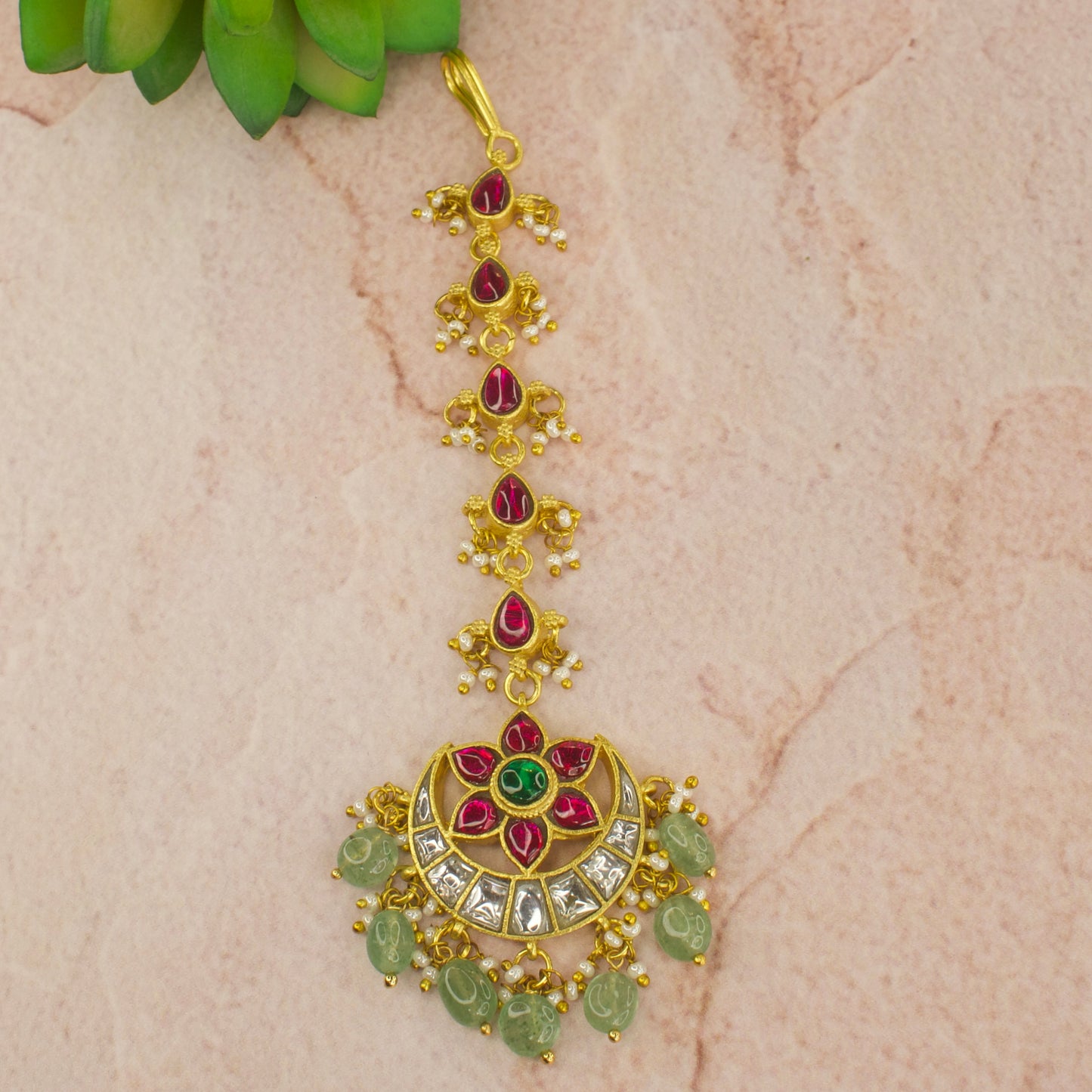 Royal Elegance Jadau Kundan Maang Tikka in white
