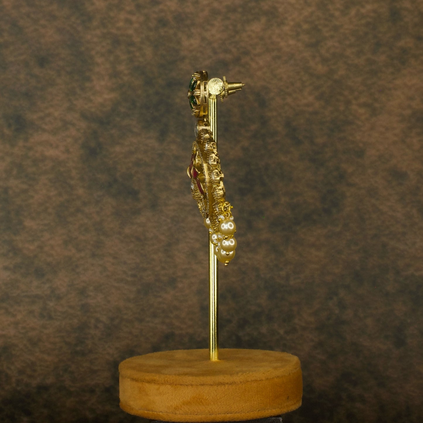 Floral Ring peacock design Victorian Chandbali Earrings