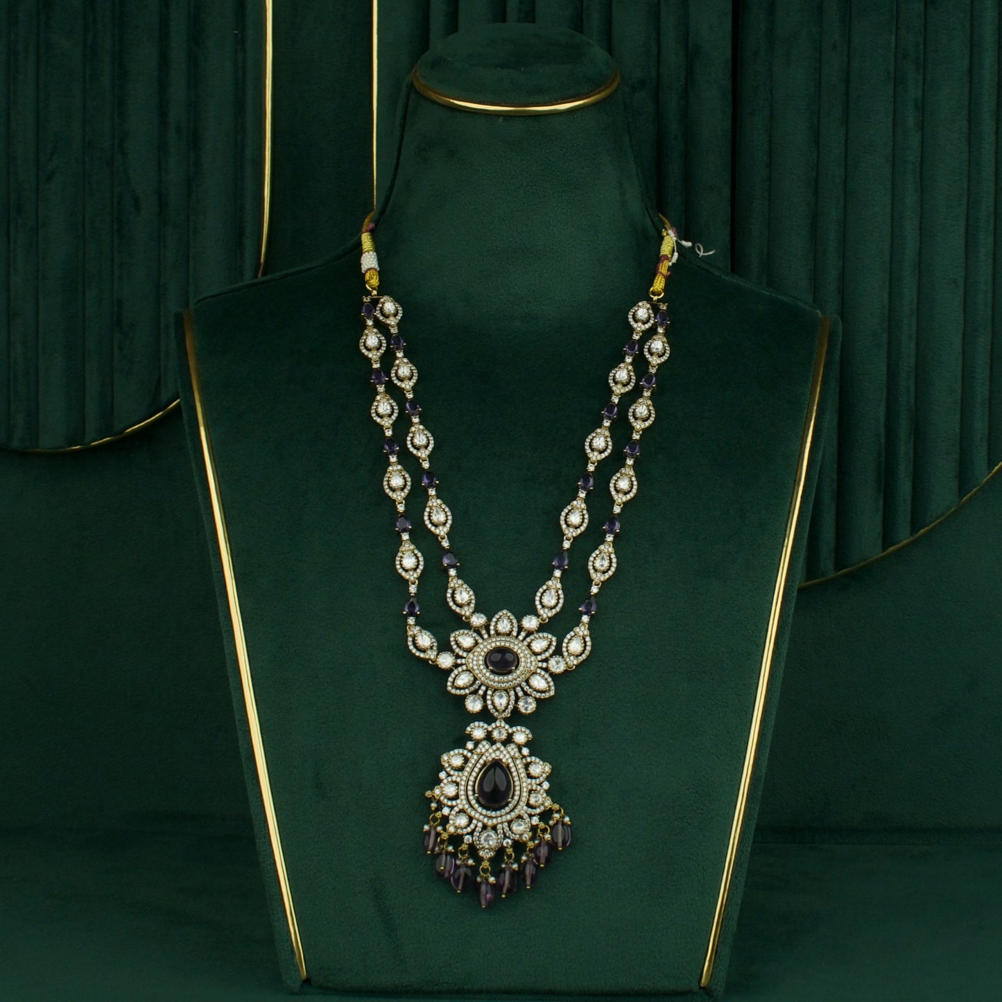Traditional Two-Line Victorian Necklace Set with Earrings