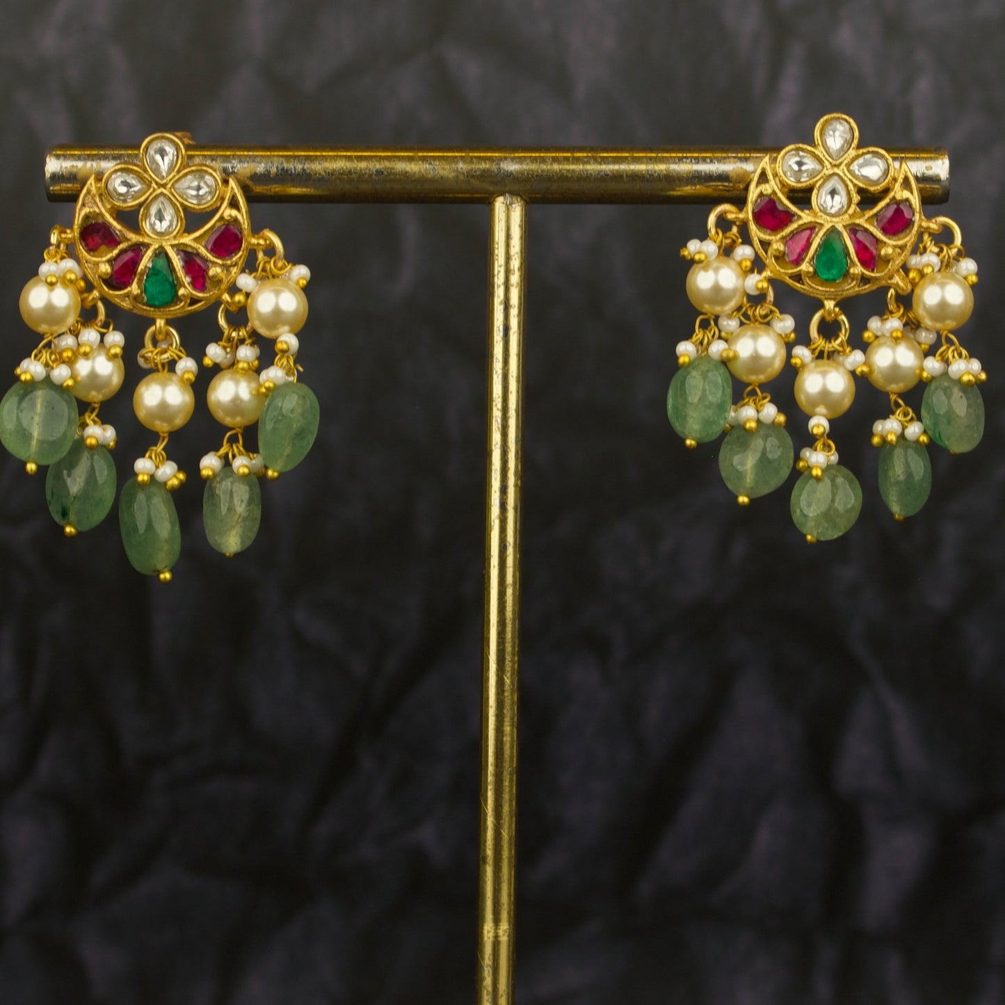 Chandbali Design Studded Jadau Kundan Hanging Earrings