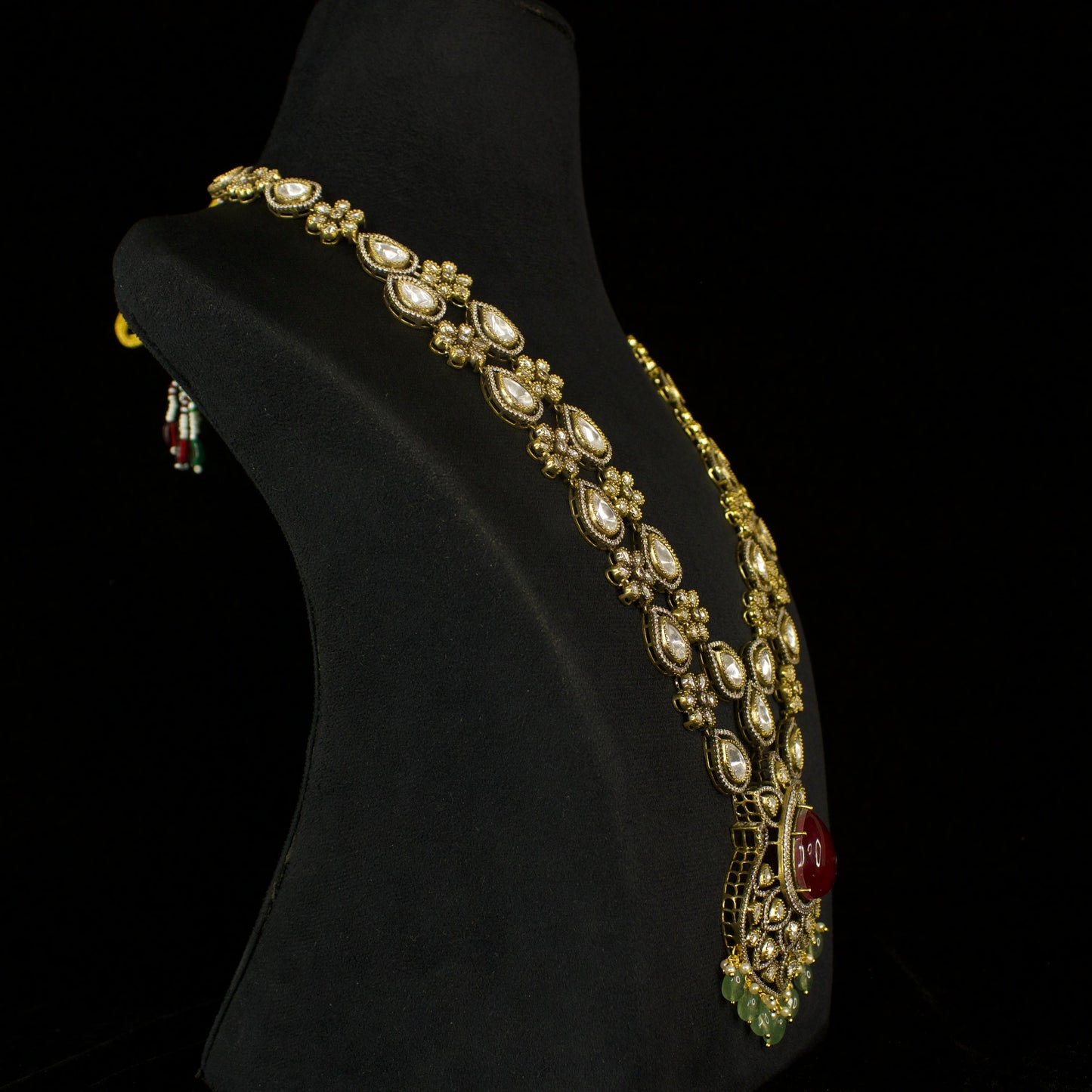 Victorian Moissanite Necklace Set with Teardrop Stones