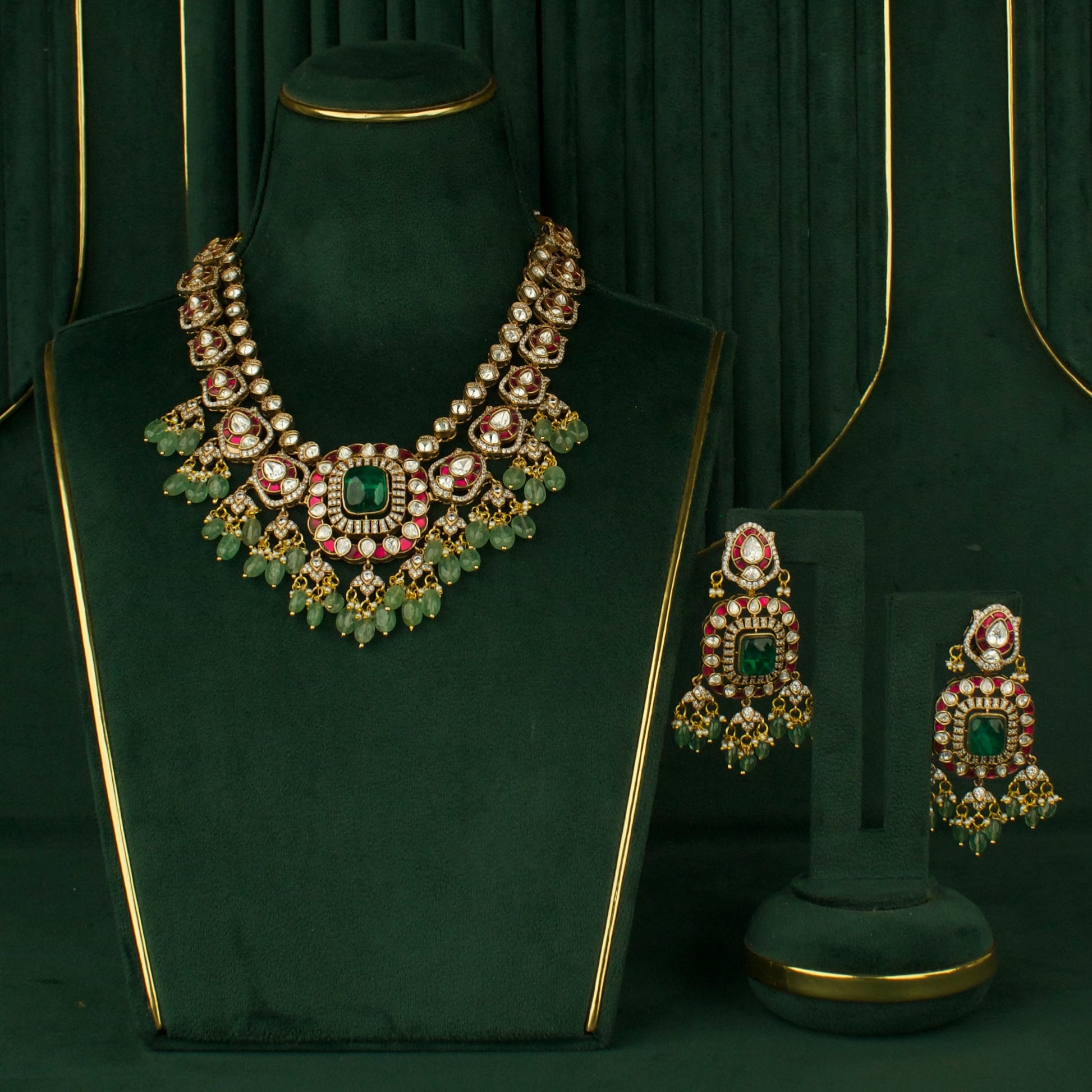 Bridal Impressive Fusion Kundan & Polki Victorian Double Layered Necklace