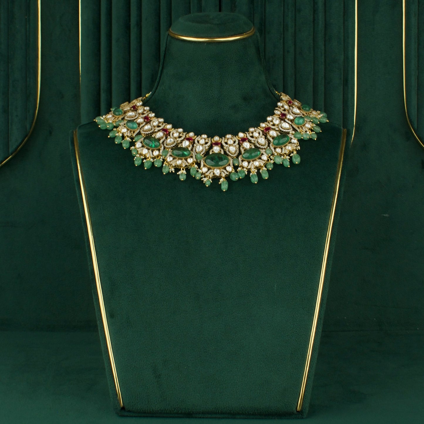 Grand Fusion Kundan & Polki Mehandi Victorian Choker Set