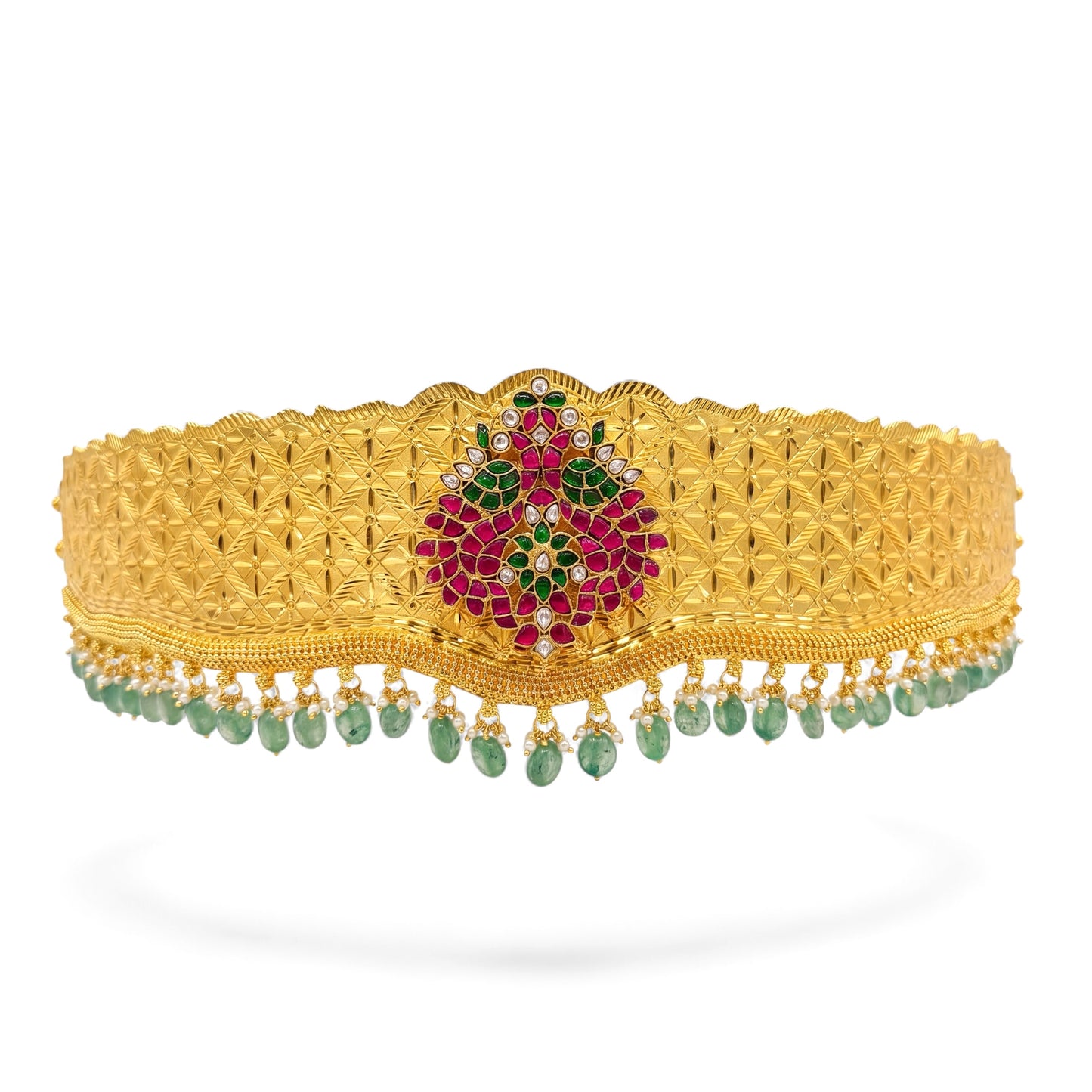 Unique Jadau Kundan Hip Belt With Strawberry Beads