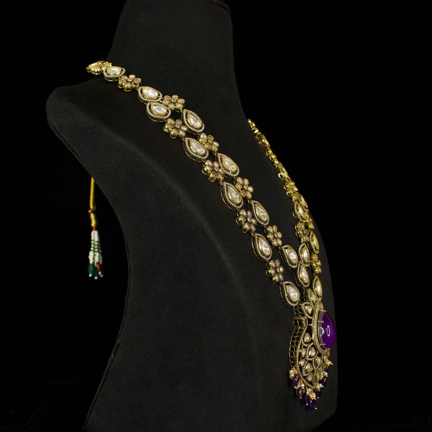 Victorian Moissanite Necklace Set with Teardrop Stones
