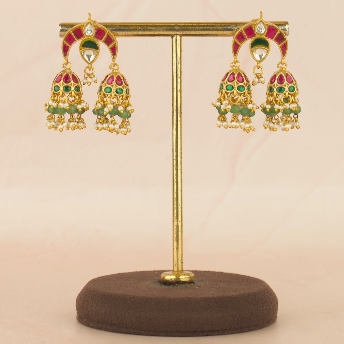 Unique Chand Bali Design Studded Jadau Kundan Jhumki