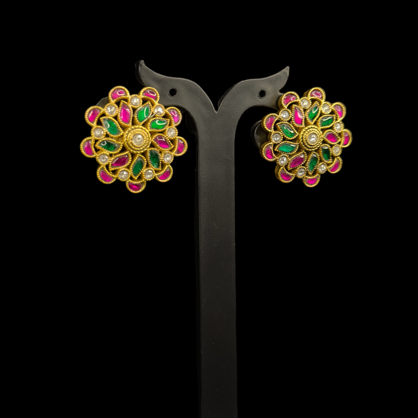 Beautiful Flower design Jadau Kundan Stud Earrings