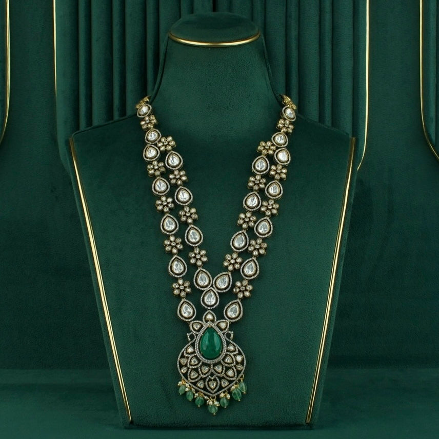 Victorian Moissanite Necklace Set with Teardrop Stones