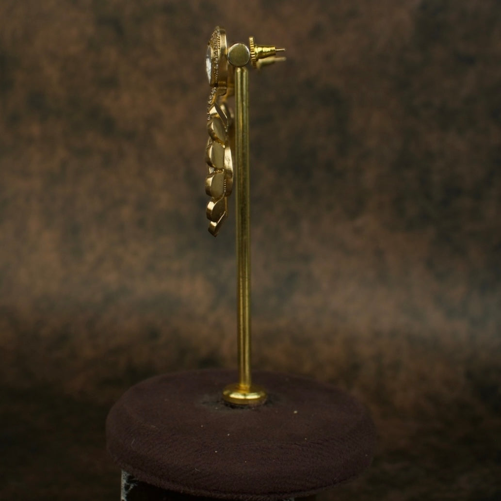 Exquisite Fusion Victorian Polki Chandbali Earrings with Kundan Stones