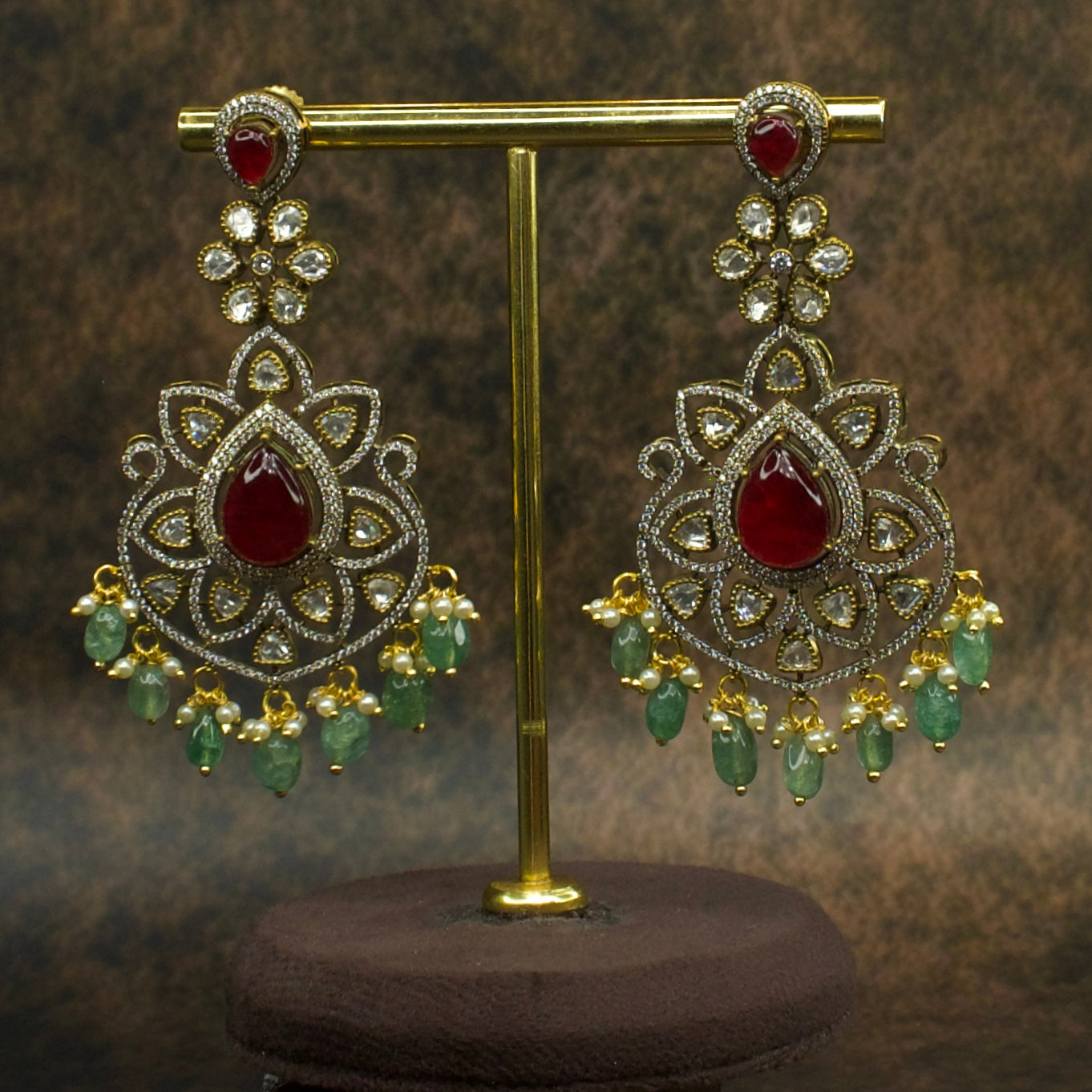 Victorian Moissanite Necklace Set with Teardrop Stones