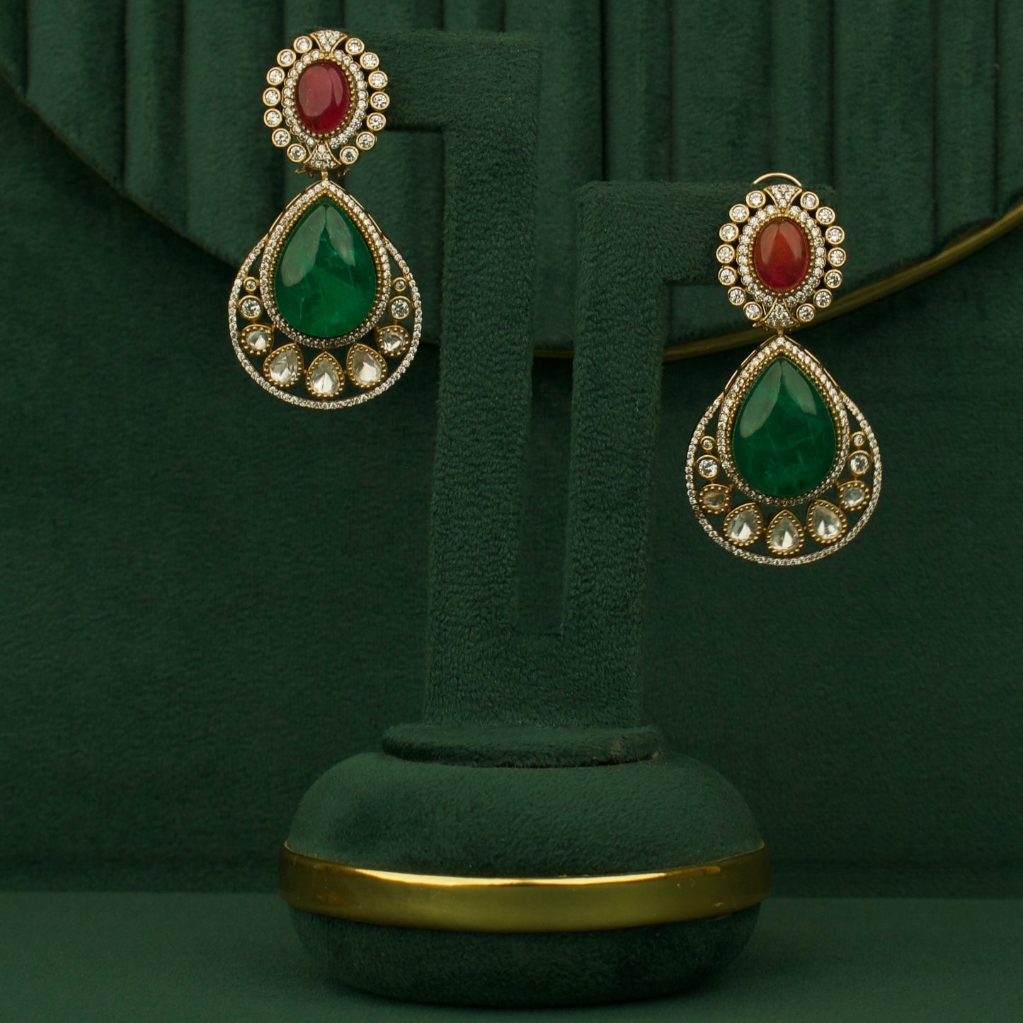 Exquisite Chandbali Design Fusion Kundan & Polki Victorian Long Necklace Set