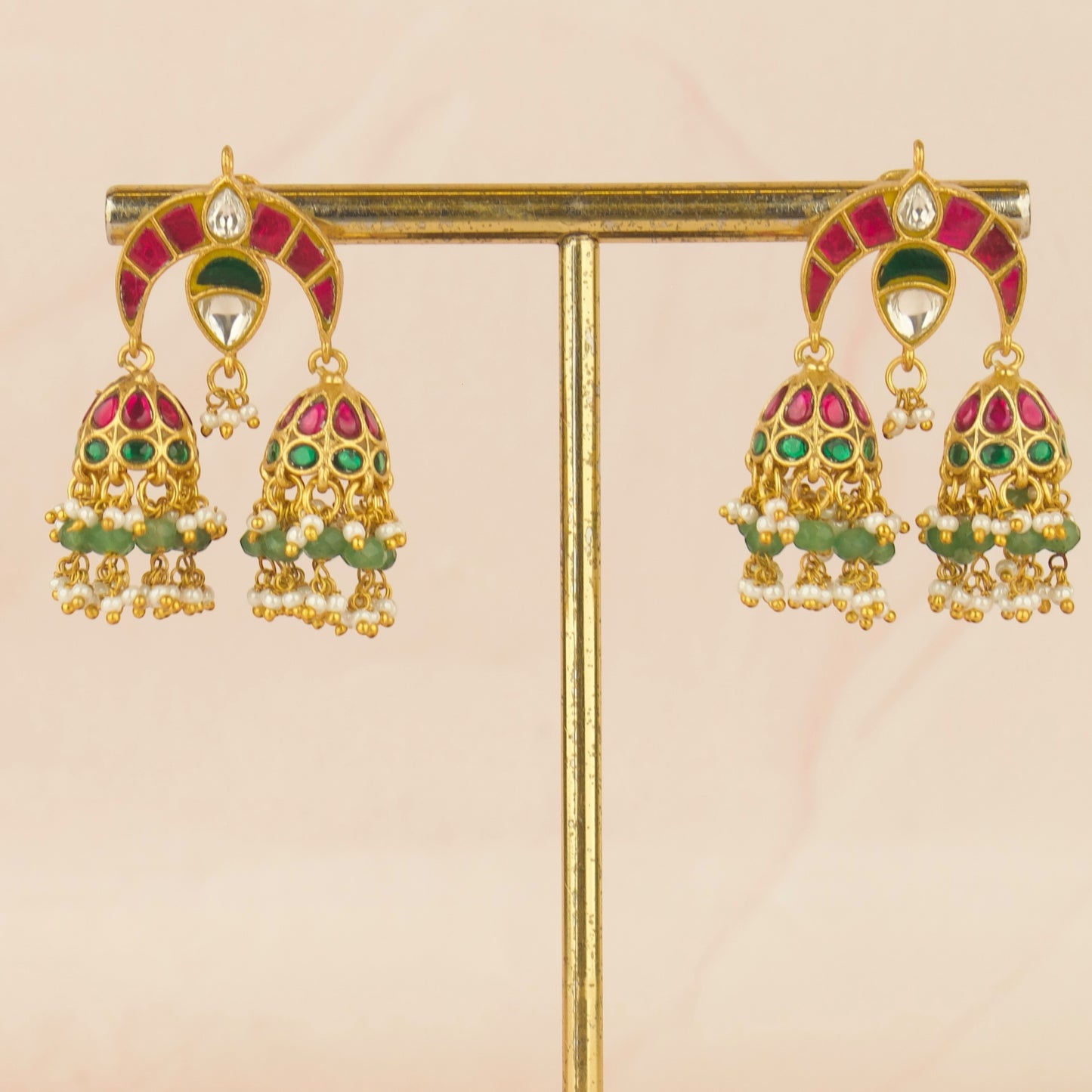 Unique Chand Bali Design Studded Jadau Kundan Jhumki