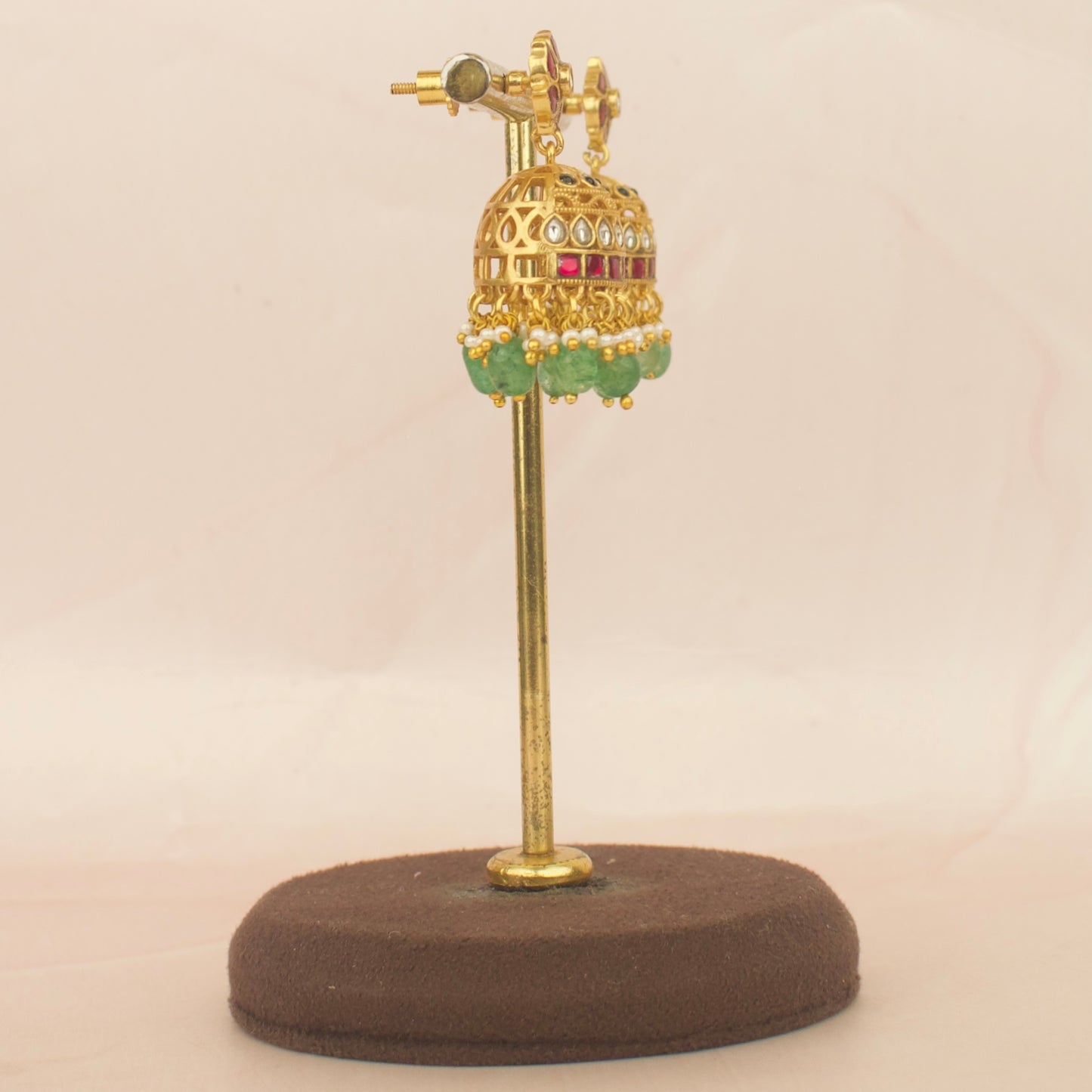 Designer Gold Jadau Kundan Nakshi Kanti With Earrings